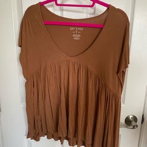 American Eagle Brown Soft & Sexy Peplum Top